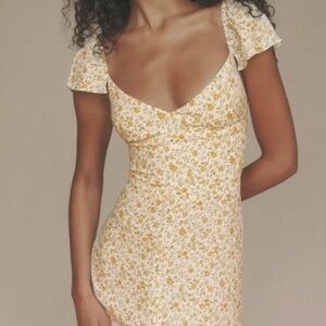 Reformation Yellow Floral Midi Dress